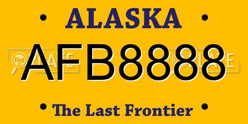AFB8888 Alaska License Plate