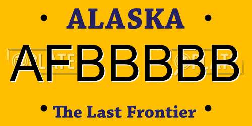 AFBBBBB Alaska License Plate