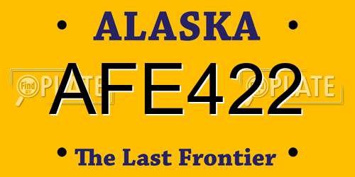 AFE422 Alaska License Plate