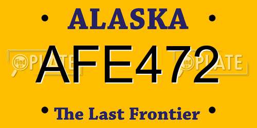AFE472 Alaska License Plate