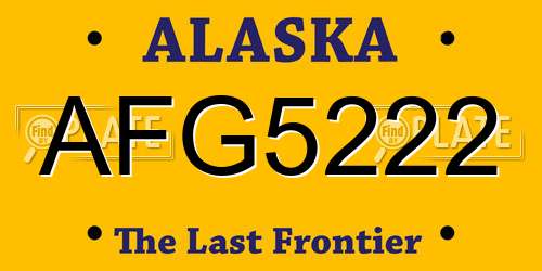 AFG5222 Alaska License Plate