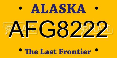 AFG8222 Alaska License Plate