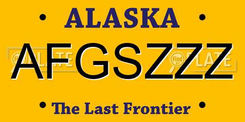 AFGSZZZ Alaska License Plate