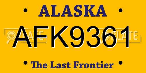 AFK9361 Alaska License Plate
