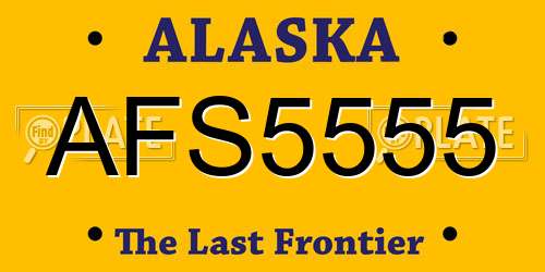 AFS5555 Alaska License Plate