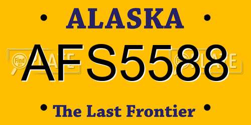 AFS5588 Alaska License Plate