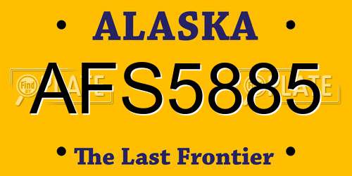 AFS5885 Alaska License Plate