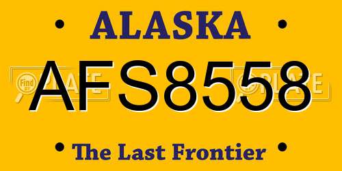 AFS8558 Alaska License Plate