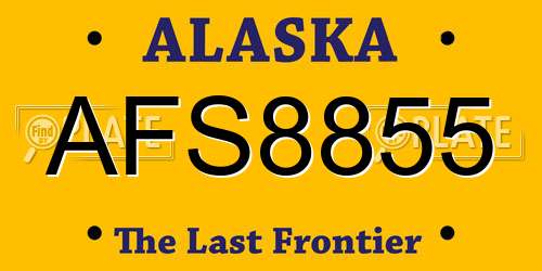 AFS8855 Alaska License Plate