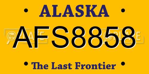 AFS8858 Alaska License Plate