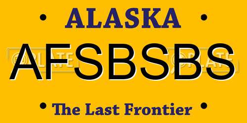 AFSBSBS Alaska License Plate