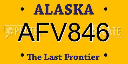 AFV846 Alaska License Plate