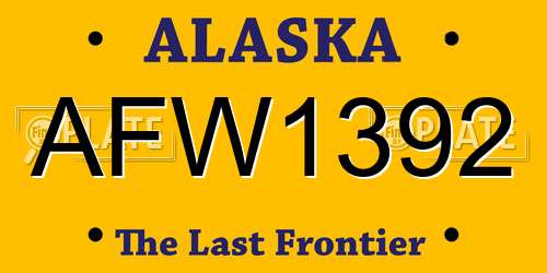AFW1392 Alaska License Plate