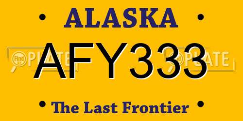 AFY333 Alaska License Plate