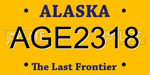 AGE2318 Alaska License Plate