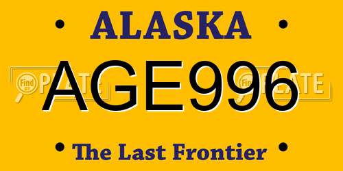 AGE996 Alaska License Plate