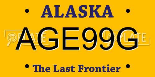 AGE99G Alaska License Plate