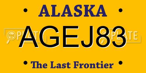AGEJ83 Alaska License Plate