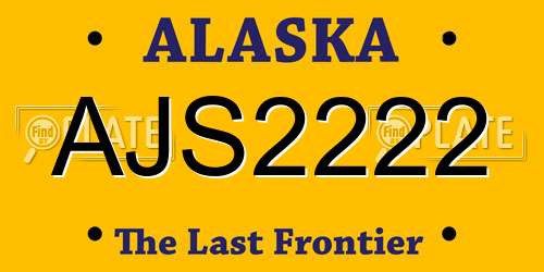 AJS2222 Alaska License Plate