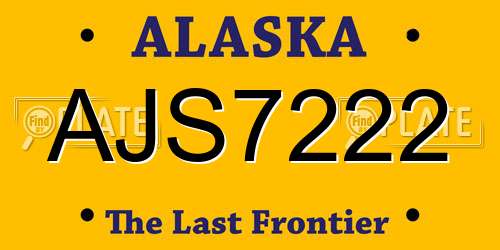 AJS7222 Alaska License Plate