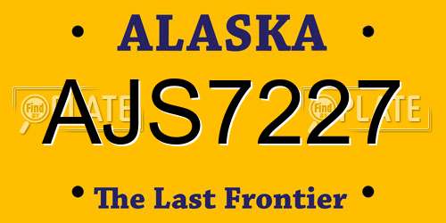 AJS7227 Alaska License Plate