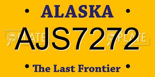 AJS7272 Alaska License Plate