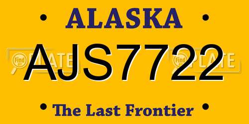 AJS7722 Alaska License Plate