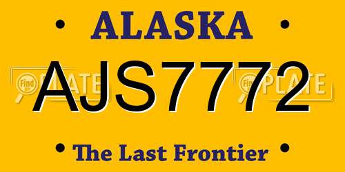 AJS7772 Alaska License Plate