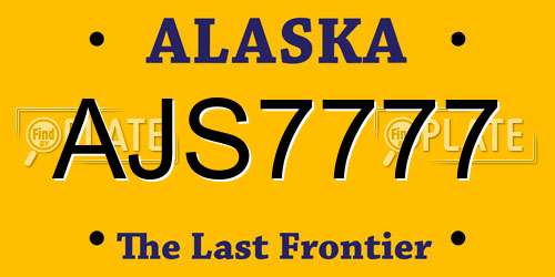 AJS7777 Alaska License Plate