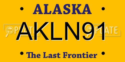 AKLN91 Alaska License Plate