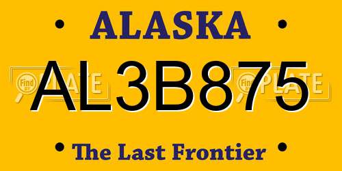 AL3B875 Alaska License Plate
