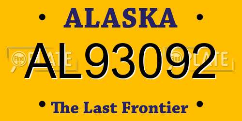 AL93092 Alaska License Plate