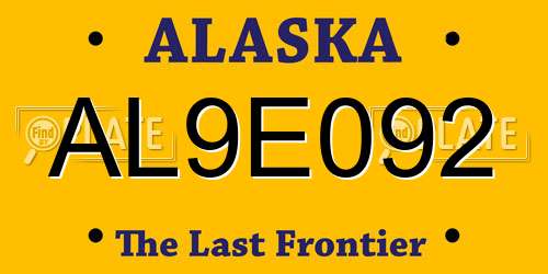 AL9E092 Alaska License Plate