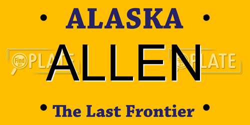 ALLEN Alaska License Plate