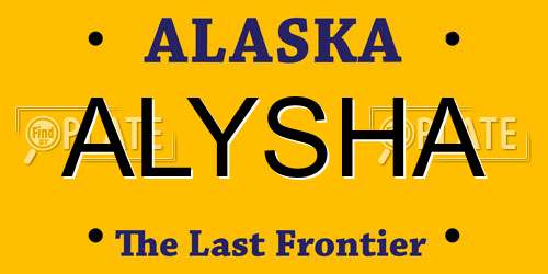 ALYSHA Alaska License Plate