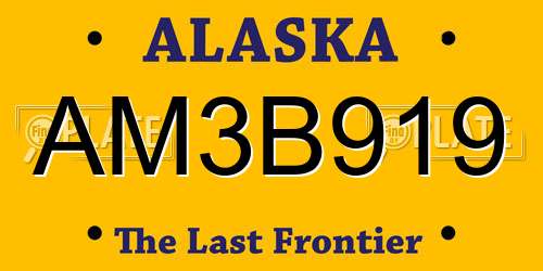AM3B919 Alaska License Plate