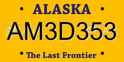 AM3D353 Alaska License Plate