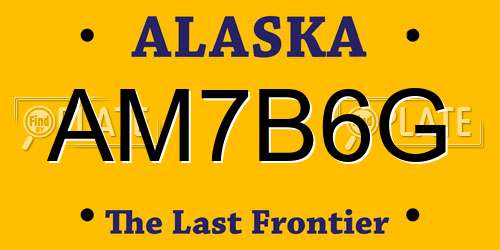 AM7B6G Alaska License Plate