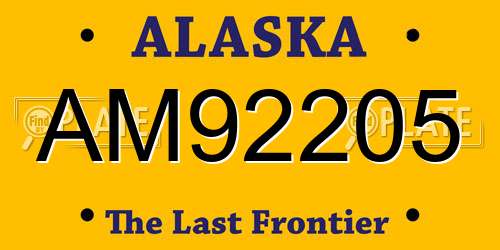 AM92205 Alaska License Plate