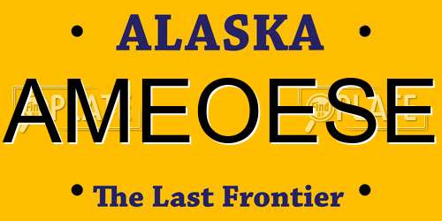 AMEOESE Alaska License Plate