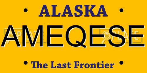 AMEQESE Alaska License Plate