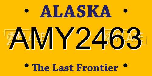 AMY2463 Alaska License Plate