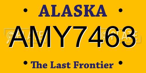 AMY7463 Alaska License Plate