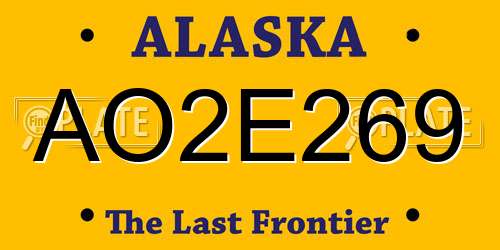 AO2E269 Alaska License Plate