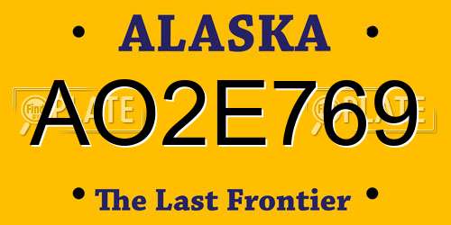 AO2E769 Alaska License Plate
