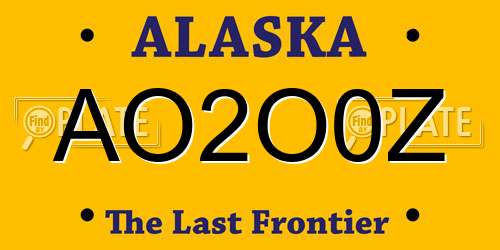 AO2O0Z Alaska License Plate
