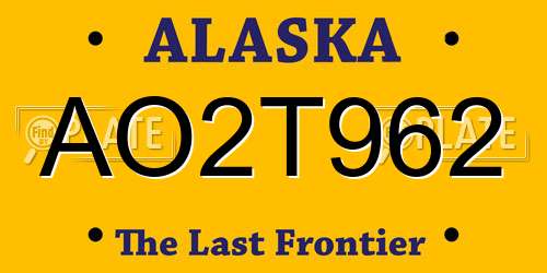 AO2T962 Alaska License Plate