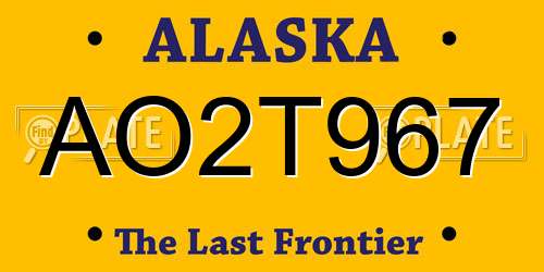 AO2T967 Alaska License Plate