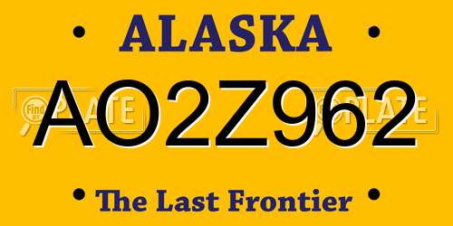 AO2Z962 Alaska License Plate
