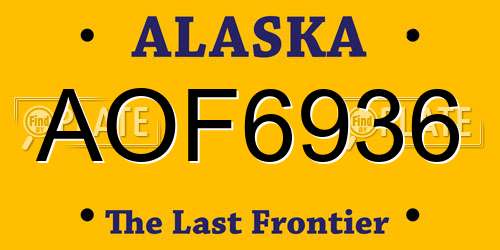 AOF6936 Alaska License Plate
